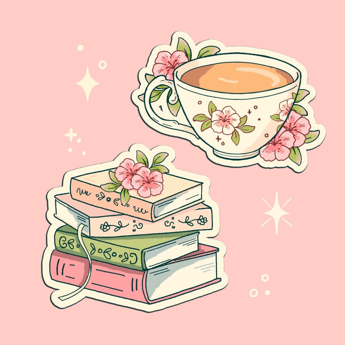 Tea & books sticker pack