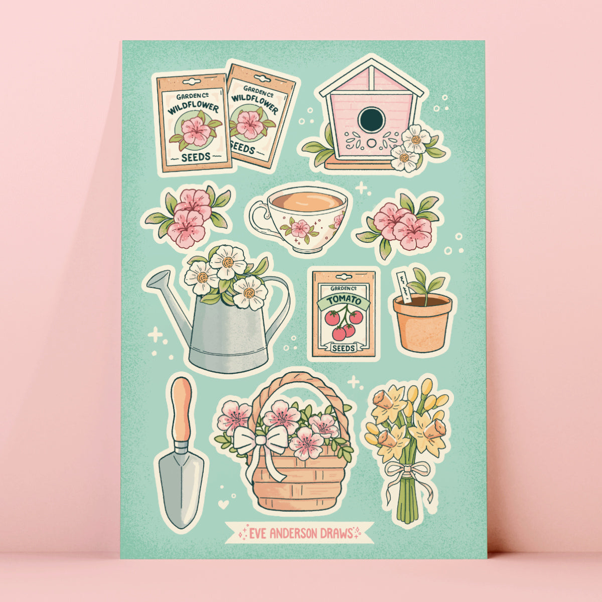 Springtime garden sticker sheet