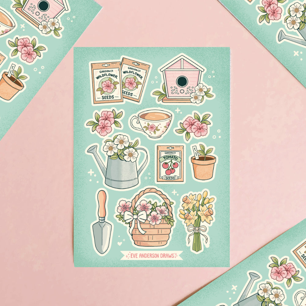 Springtime garden sticker sheet