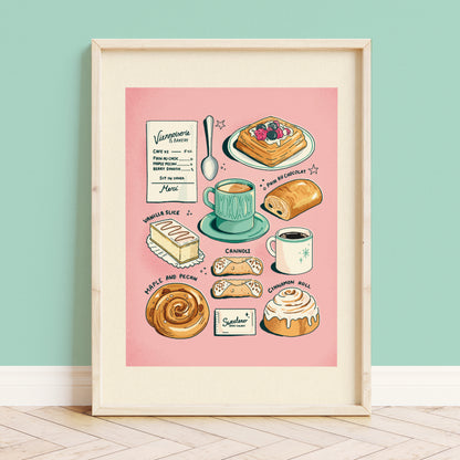 Cafe & pastry A5 print