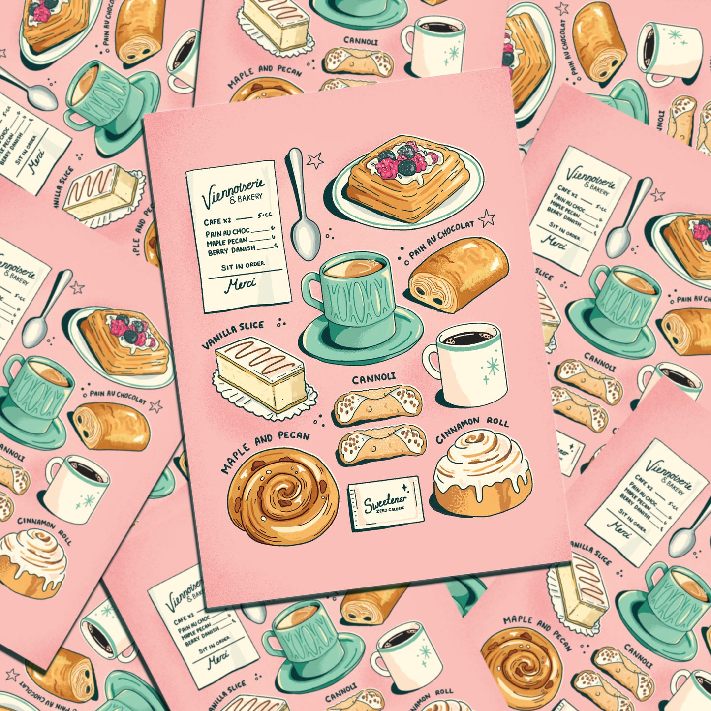 Cafe & pastry A5 print