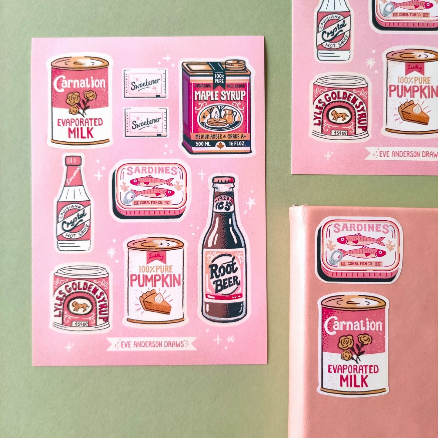 Cans and packaging sticker sheet