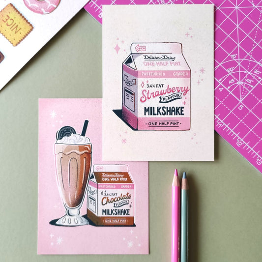 Pack of 2 Milkshake mini prints (A6)