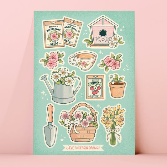 Springtime garden sticker sheet