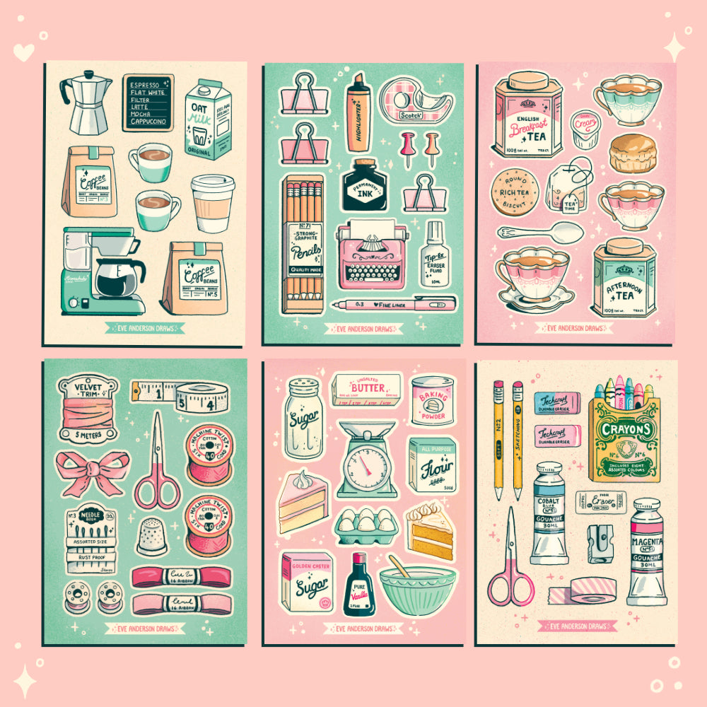 Sticker sheet sampler (6 sheets)