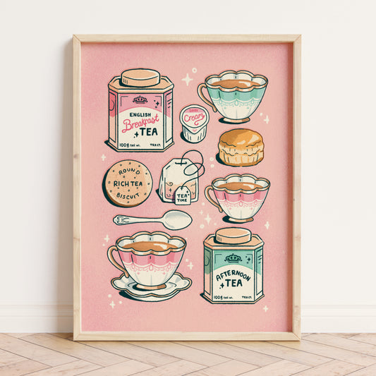 Vintage tea tins A4 print